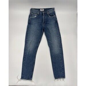 Agolde Distressed Jamie High Rise Classic Jeans Womens Size 24 Blue Medium Wash